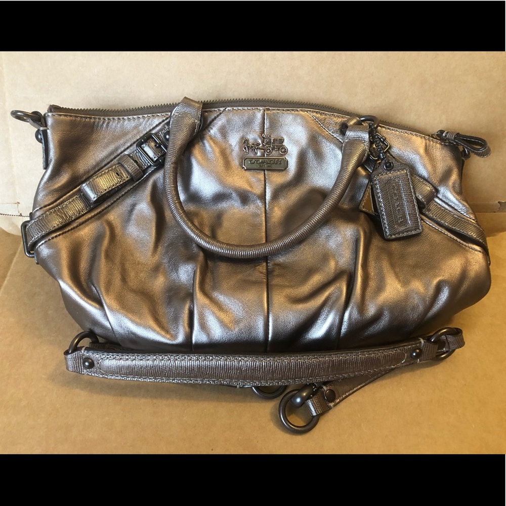 Coach bronze leather handbag
